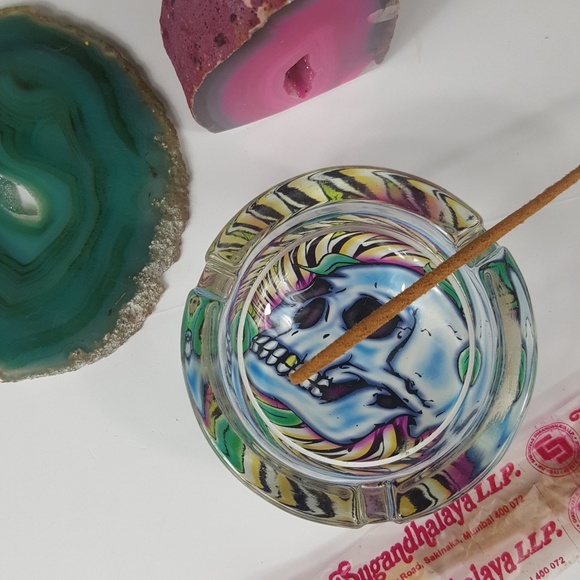 Vintage Y2K Glass Skull Ash Insense Burner Tray - Picture 2 of 8